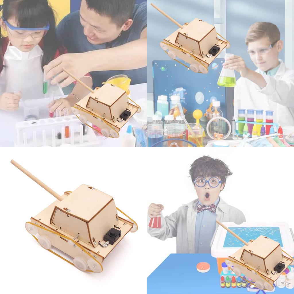Children's Wooden Diy Electric Tank Science Kit Educational Toy Gift Material C-25 Pack