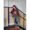 Maxi Chubby plus Size Print round Neck Long Sleeves Sweatshirt Women's Autumn Plus Size Ladies Loose Slim Looking Casual Hooded Top