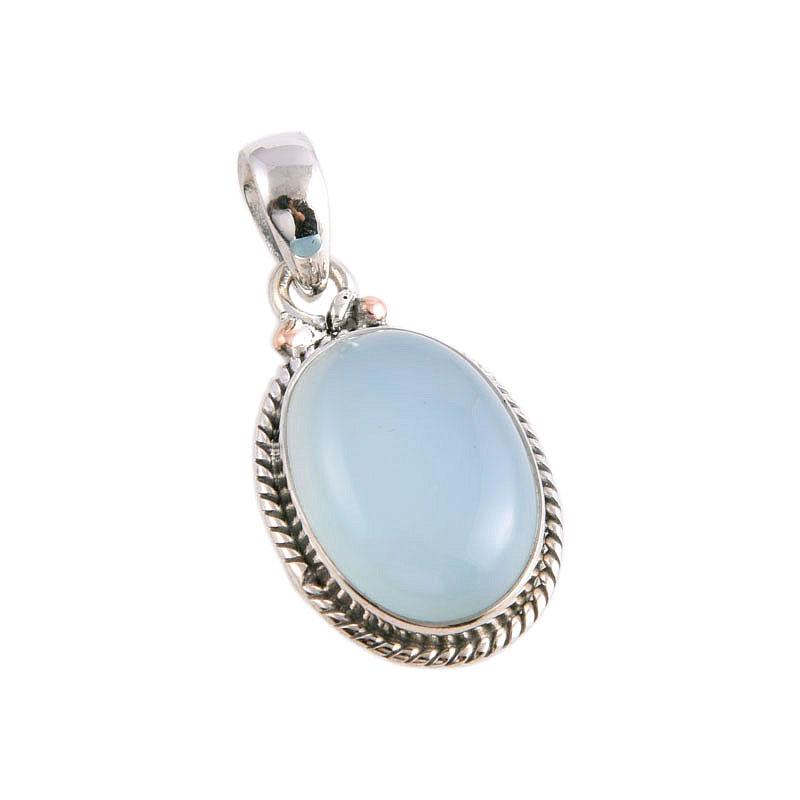 Prírodný drahokam Akvamarín Chalcedón Ručne vyrobený Prívesok z masívneho striebra 925 1,50'' Z2N08