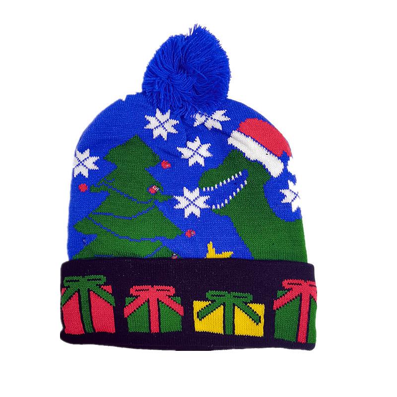 Christmas LED Light Knitted Pom-Pom Hat for Adults - Warm Fashion for Autumn/Winter