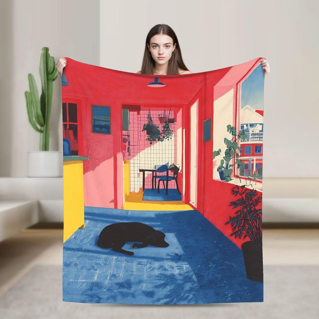 David Hockney Early Spring Lone Tree Blanket Quality Soft Throw Blanket Winter Girls Boys Living Room Fashion Bedspread