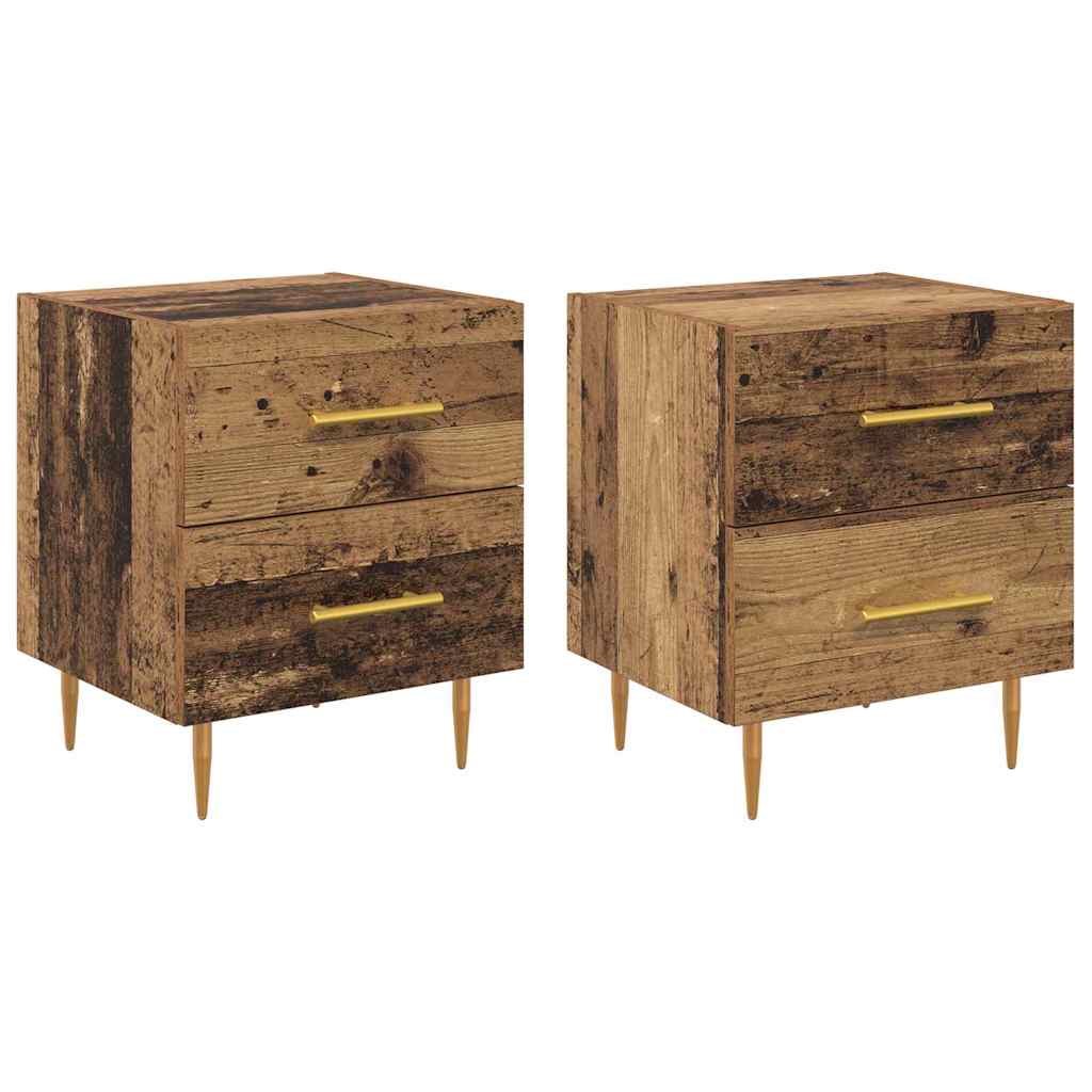 Nightstand Set of 2 Reclaimed Wood Look 40 X 35 X 47.5 Cm Engineered Wood