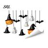 Reusable Halloween Decorations Spooky Window Static Sticker, Pumpkin Bat And Witch Patterns Outdoor Glass Stickers Printed, Decorative Waterproof PVC
