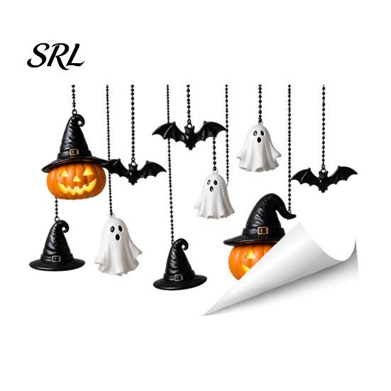 Reusable Halloween Decorations Spooky Window Static Sticker, Pumpkin Bat And Witch Patterns Outdoor Glass Stickers Printed, Decorative Waterproof PVC