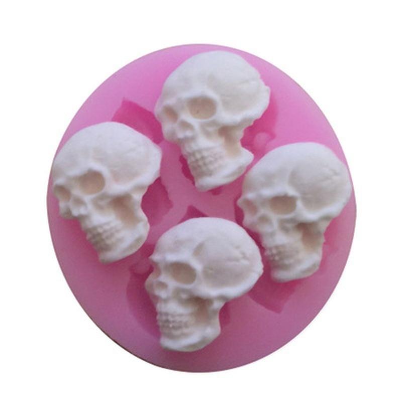 Halloween Skull Mask Decorated with Liquid Silicone Mold, Flip Sugar Cake Mold, Baked