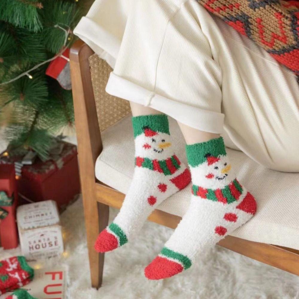 Non-slip Christmas Velvet Socks Warm Carpet Socks Xmas Gifts Fluffy Floor Socks  Women