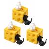 1/2/3/4Pcs Hollow Cheese Squeeze Toy with Black White Mouse Stress Relief Cheese Block Fidget Toy Relaxation Stress Ball Simulated Cheese Sensory Toy