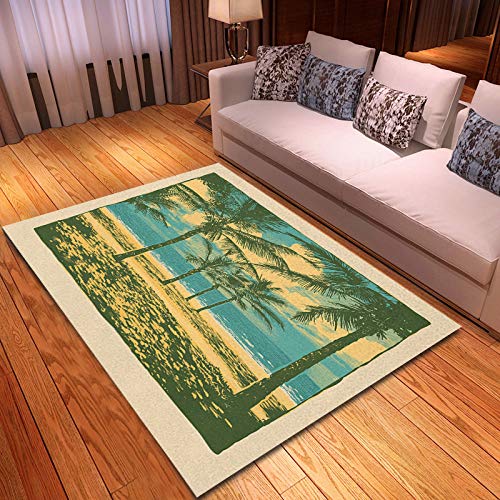 Hawaiian Beach Palm Tree Carpet Ocean Beach Area Rug Tropical Sea Sunset Floor Mat Living Room Home Indoor Mat Bathroom Doormat