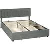 King Size Ottoman Bed Frame, with Front Drawer - Grey