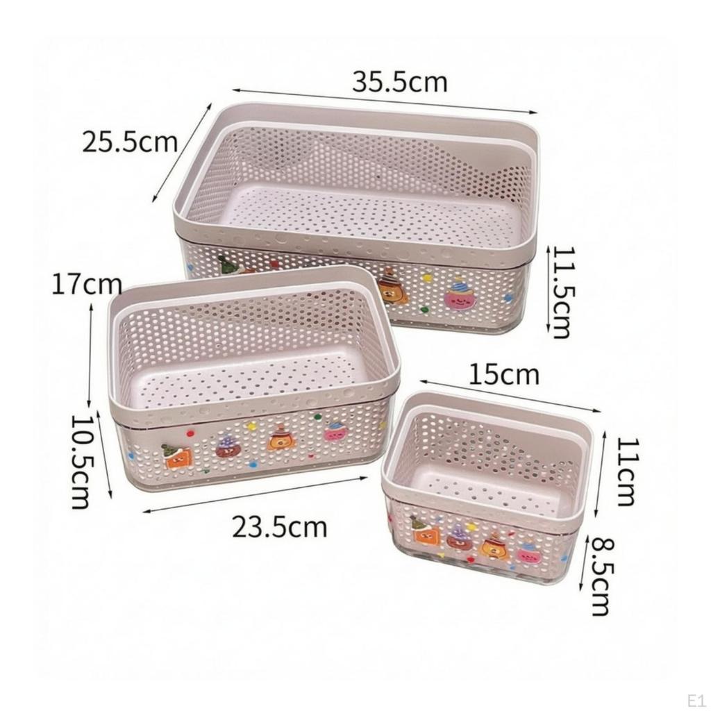 3 Pieces Double-Layer Draining Basket Multifunctional for Refrigerator