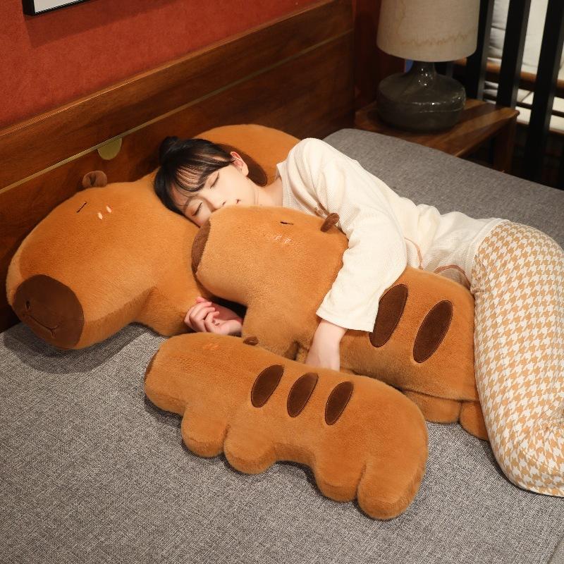 Cute kapibara throw pillow doll long bed sleeping doll Internet celebrity capybara plush toy birthday gift