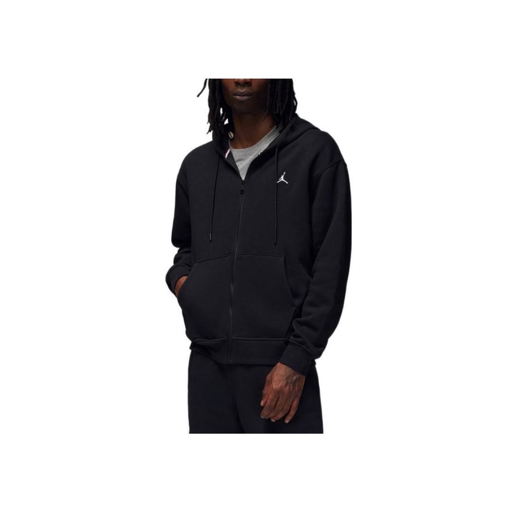 Jordan FW22 Embroidered Logo Zip Hoodie With Fleece Lining Men Hoodie Black DQ7351-010