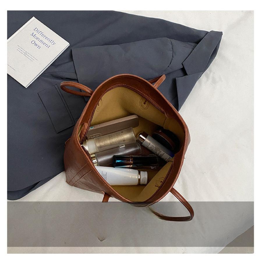 Large Capacity Minimalist Tote Bag for Women Soft Faux Leather Shoulder Handbag