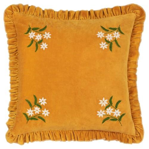 Furn Frill Velvet Embroidered Daisy Cushion Cover