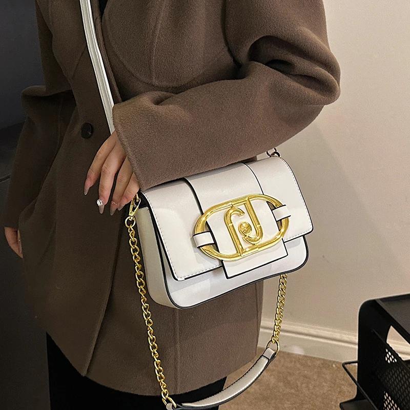 Metal Magnetic Buckle Flap Bags for Women  Versatile Chain Bags  Small Square Bags  Armpit Crossbody Bag  Luxury