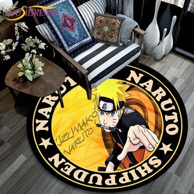 Living Room Carpet Children Cartoon Naruto 3D Round Mats for Coffee Table Home Kids Floor Rug Covering Anti-Slip