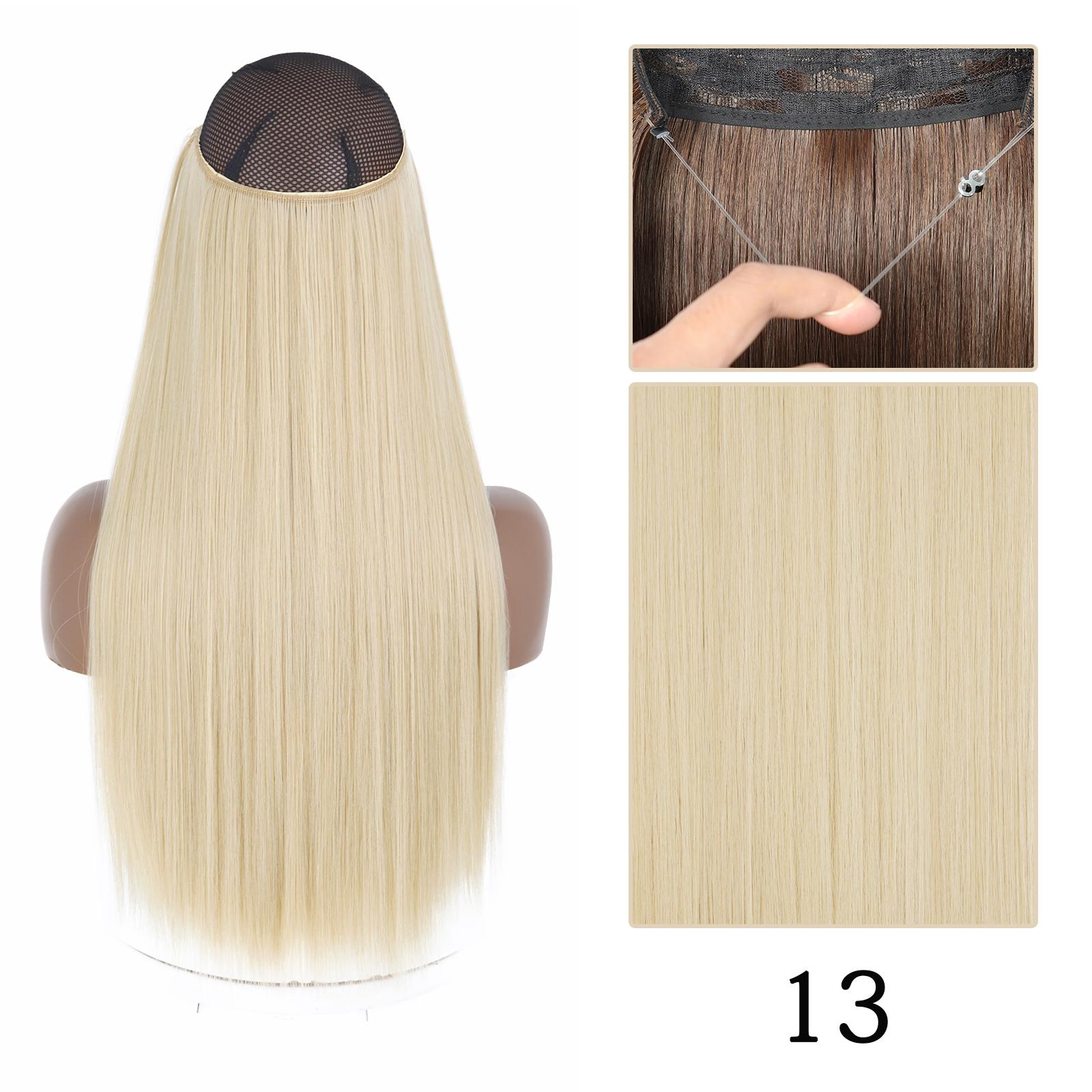 

MERISIHAIR длинные волнистые наращивание волос без зажимов натуральный черный коричневый невидимый регулируемый парик из синтетического волокна для женщин 55CM