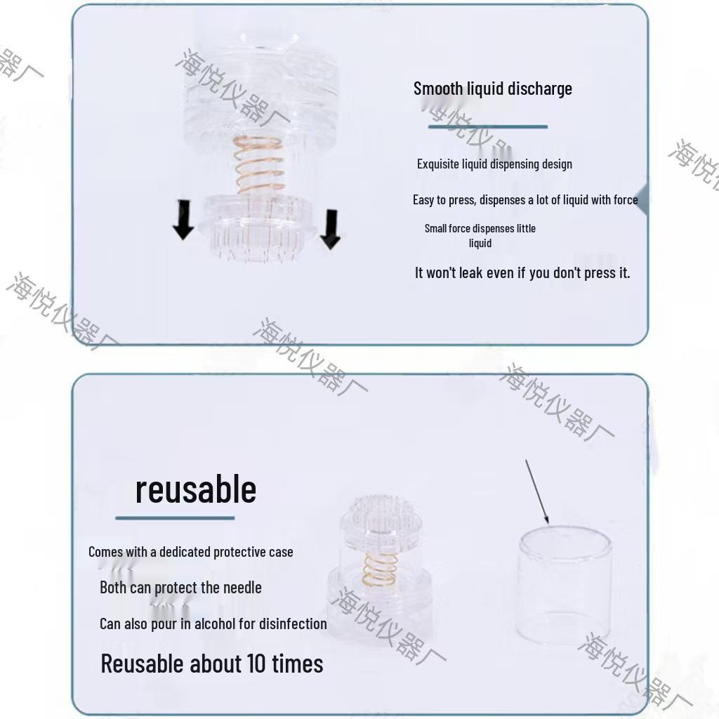 Enhanced Gold Microneedle Roller with 20 Needles - Spring Type Liquid Dispensing Tool, Hot Seller.