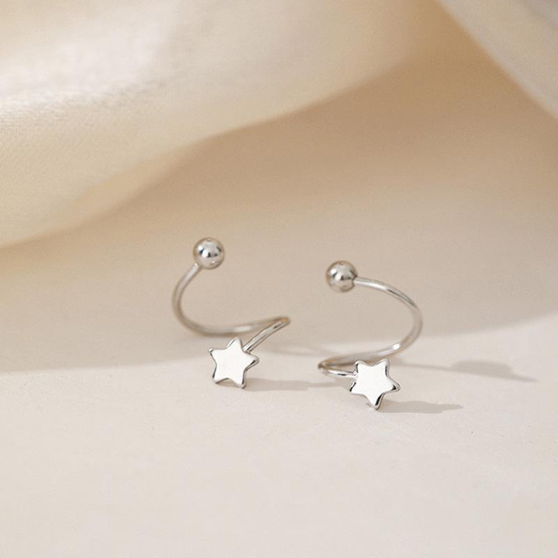 925 Silver Star Flash Crystal Summer Small Fresh Female New Trendy Personality Earrings
