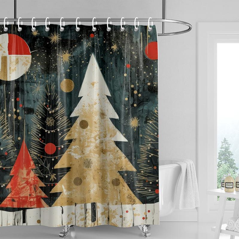 Home Decoration Shower Curtains for Bathroom Waterproof Curtain Fabric Modern Nordic Style Living Room Merry Christmas Winter
