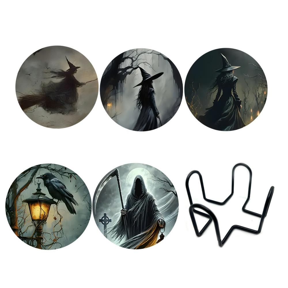 

Набор из 6 шт./набор Подставки в стиле дарк для Хэллоуина, Ведьма, Деревянные подставки для чашек, Аксессуар для напитков, Подставка для чашек, Офис 6pcs