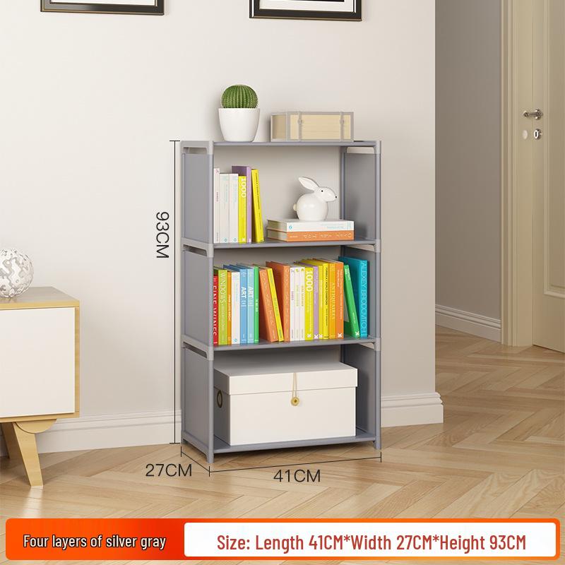 Large Combination Bookshelf: Floor-Standing Storage Rack with Desktop Steel Pipe Shelves for Kids