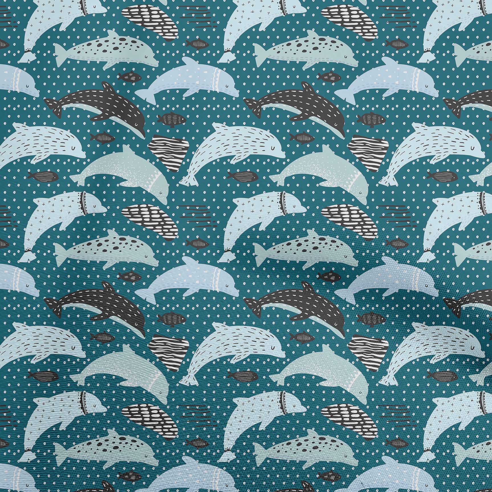 

oneOone Cotton Flex Light Blue Fabric Beach Dolphin With Dot Texture Sewing Craft Projects Fabric Prints By Yard 40 Inch 42 Inch Wide - Viscose Chiffon чирок синього кольору