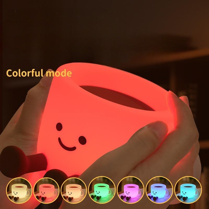 Silicone Pat Light Coffee Cup Shaped Rechargeable Creative Atmosphere Light Living Room Bedroom Desktop Decoration Night Light