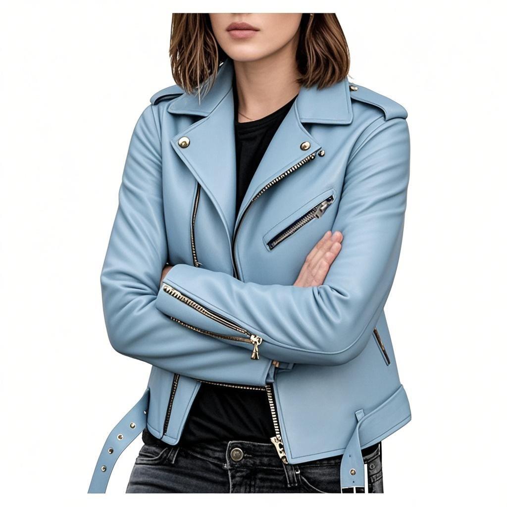 Women's 2023 Slim Fit PU Leather Motorcycle Jacket: Autumn/Spring Korean Style Short Coat