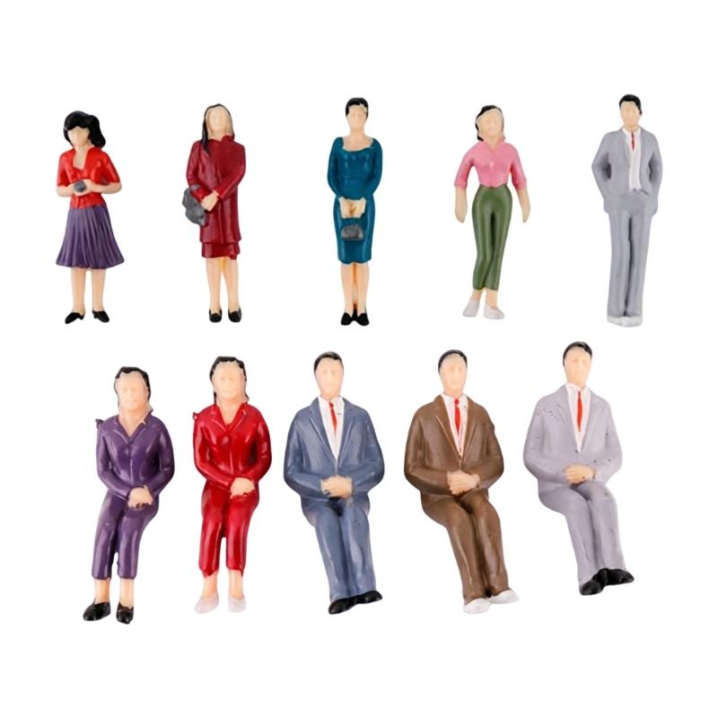 Architectural Model People Figures Set of 10 for Detailed Dioramas Scene, Colorful Plastic Miniatures for Landscape Display Decoration