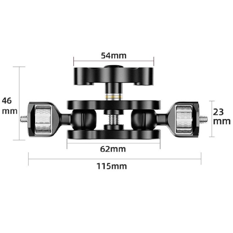 Double Ballheads Flexible Arm Clamp 1/4in Screw Mount for Camera Accessories Mount Aluminum Alloy Clamp