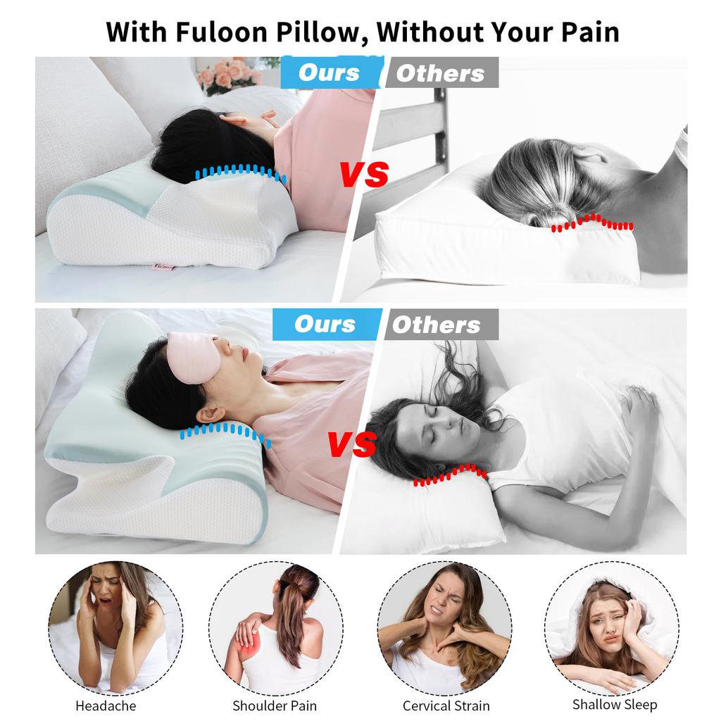 Memory Foam Pillow Sleeping Bed Orthopedic Slow Rebound Butterfly Shaped Pillow for Neck Pain Soft Relax Cervical Neck Stretcher