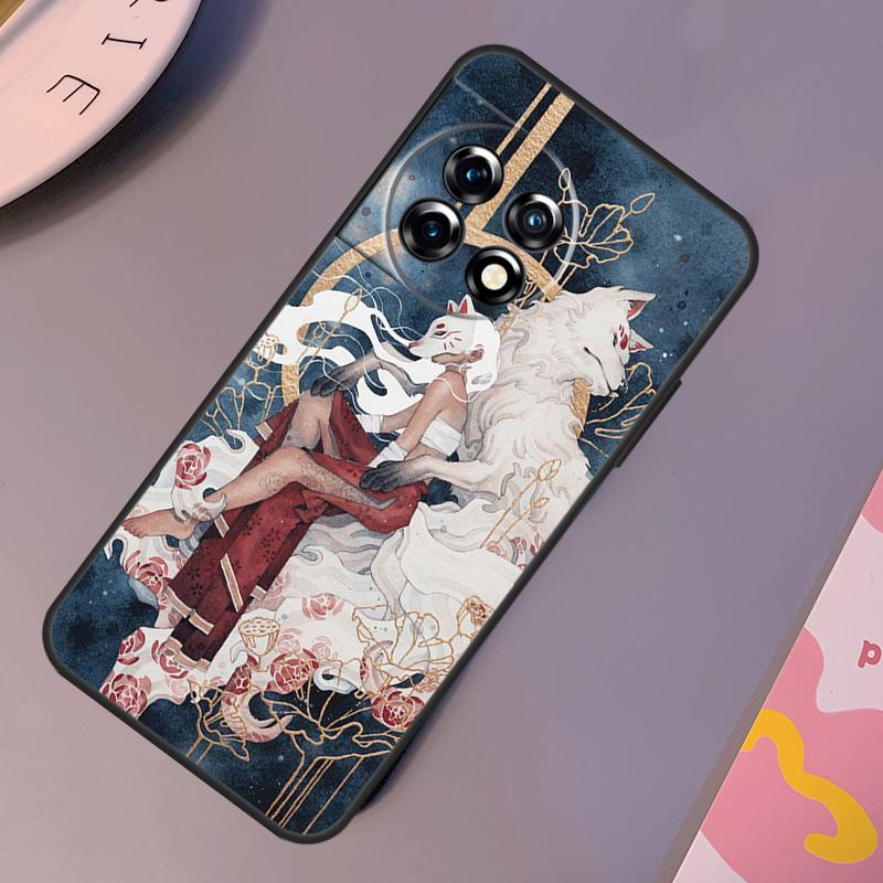 Japanese Style Anime Fox Case For OnePlus 12R 10T 10R 9RT 9 10 Pro OnePlus 12 11 Nord 3 2T CE 2 Lite N20 N10 Cover