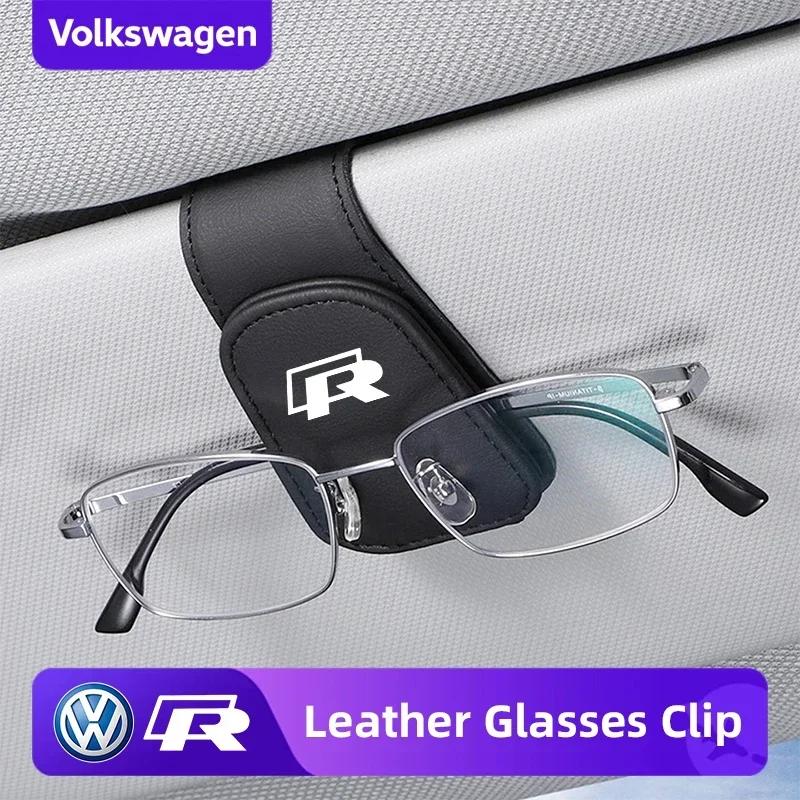 Lmn1 ·PU Leather Car Magnetic Glasses Clip Ticket Holder For VW Atlas Jetta Touareg Variant Golf Polo GTI Taos Nivus Passat Tiguan