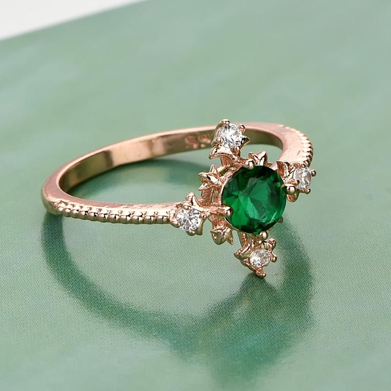 Elegant Green Zircon Copper Ring - Perfect Christmas Gift for Her
