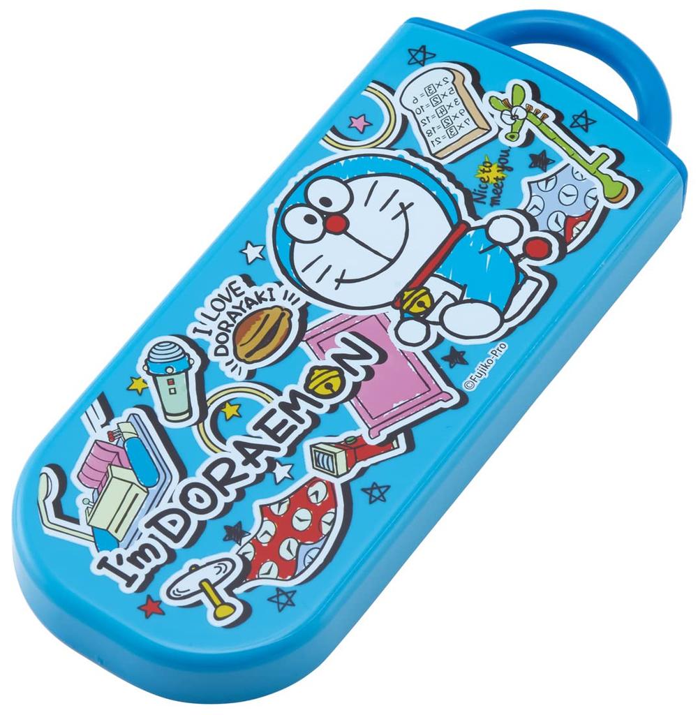 Skater Trio Doraemon Made in for Kids Set Chopsticks, Spoon, Fork, Stickers, Antibacterial, Japan, (TACC2AG-A)