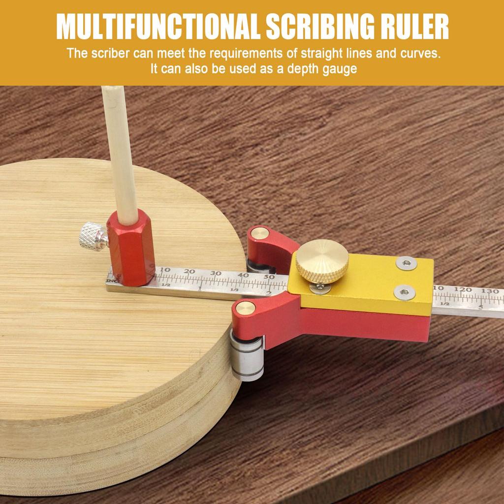 3 In 1 Woodworking Marking Gauge Parallel Line Scriber Arc Line Drawer Height Gauge Inch Measuring Tool