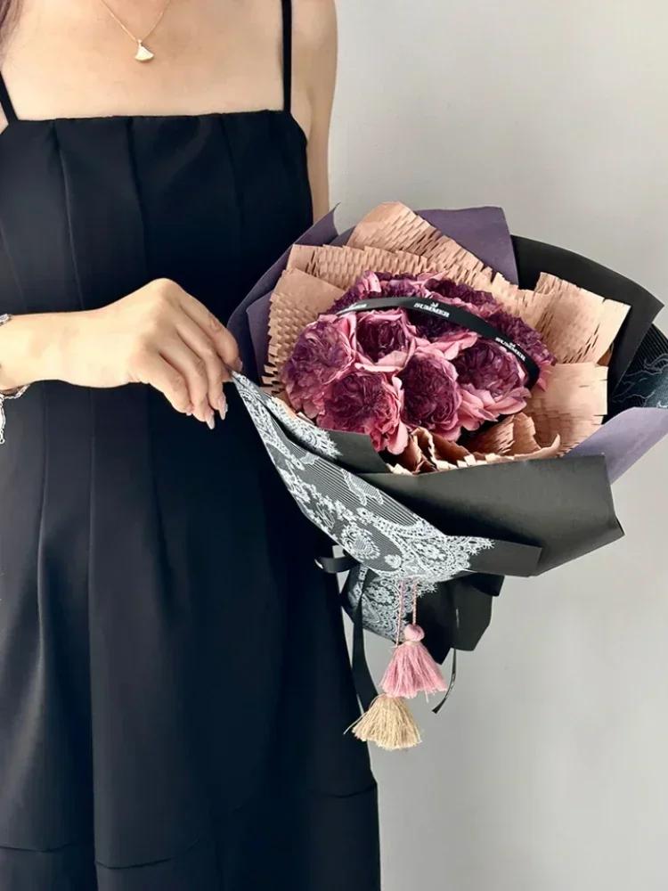 53cmX6yards Love God 3D Lace Art Paper Flower Bouquet Colorful Printed Floral Page Handmade Floral Gift Packaging Material Cover