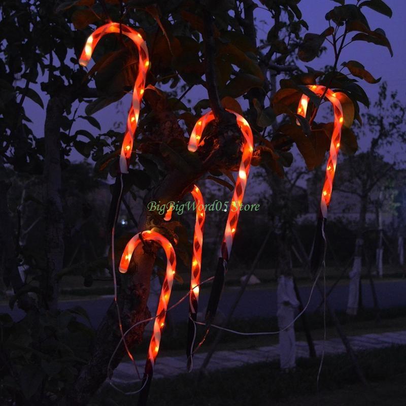 24TE Christmas Candy Cane Lights Set Led Solar or Battery Powered Light Landscape