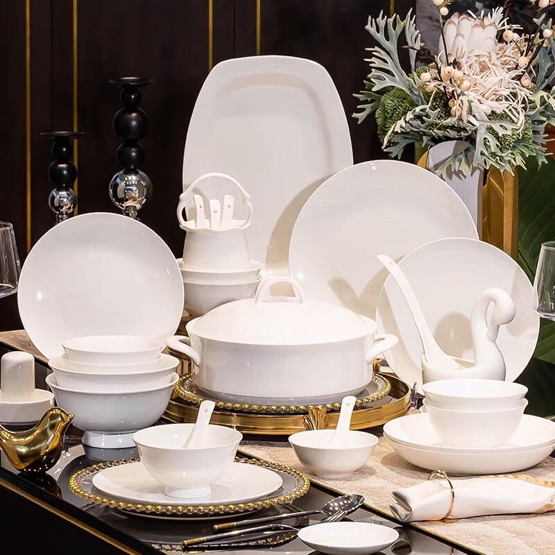 Maud Lanka Pearl Begonia Light Luxury Ceramic Dinnerware Set