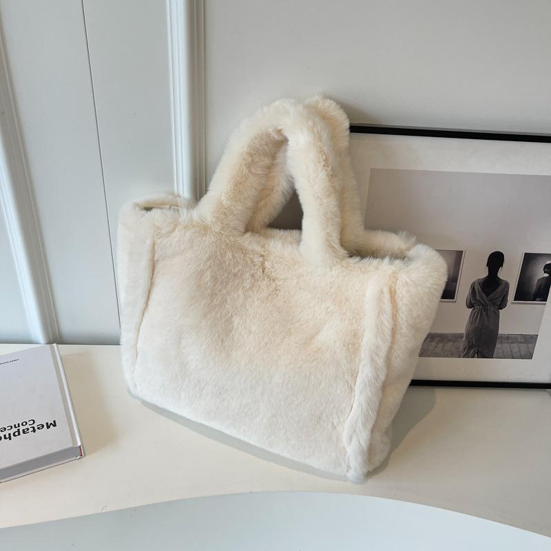 Hair Bag Women'S Bag Winter Fashion Large Capacity Tote Bag Women'S Shoulder Bag Soft Plush Handbag