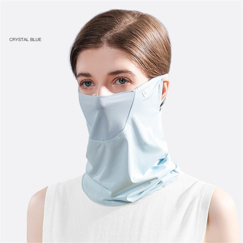 Women Ice Silk Sunscreen Shawl UV Protection Face Cover For Outdoor Riding