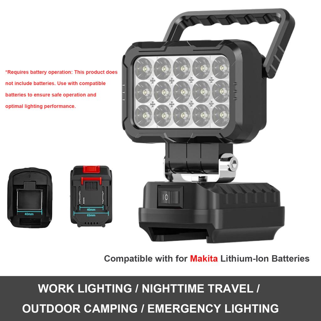 LED Work Light for Makita Battery 2 USB Charging Port Flashlight Portable Emergency Flood Lamp Camping Lamp Battery NOT Included
