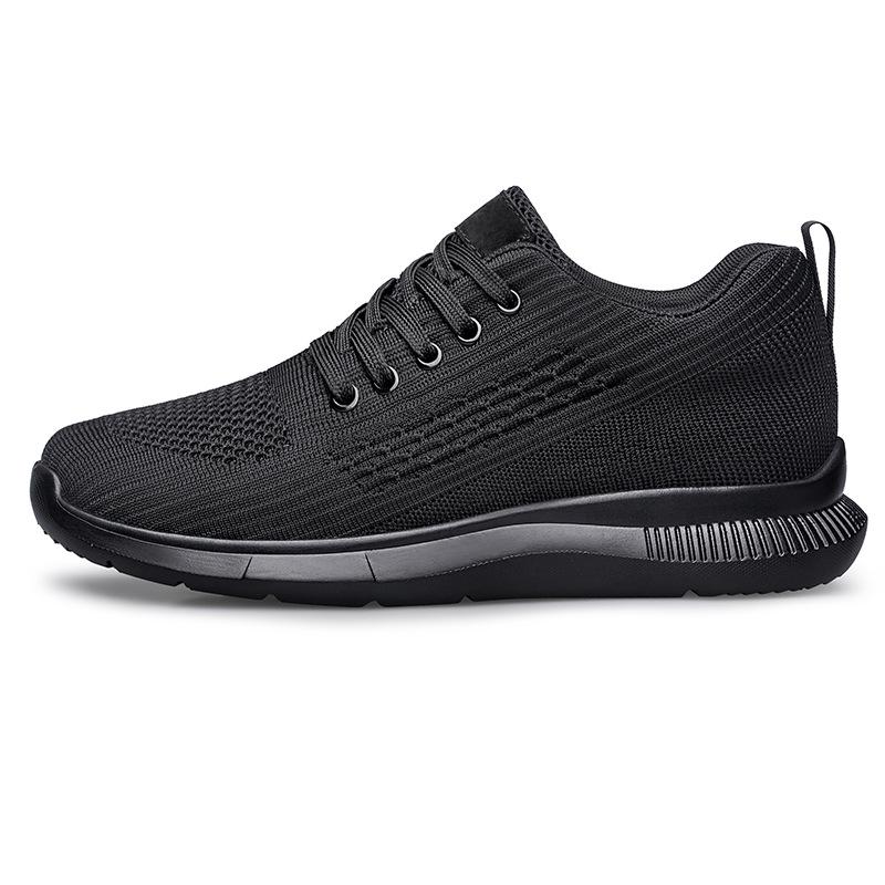 Men s Breathable Flyknit Mesh Shoes: 8cm Invisible Height Boost, Lightweight Casual Board Sports Footwear 37