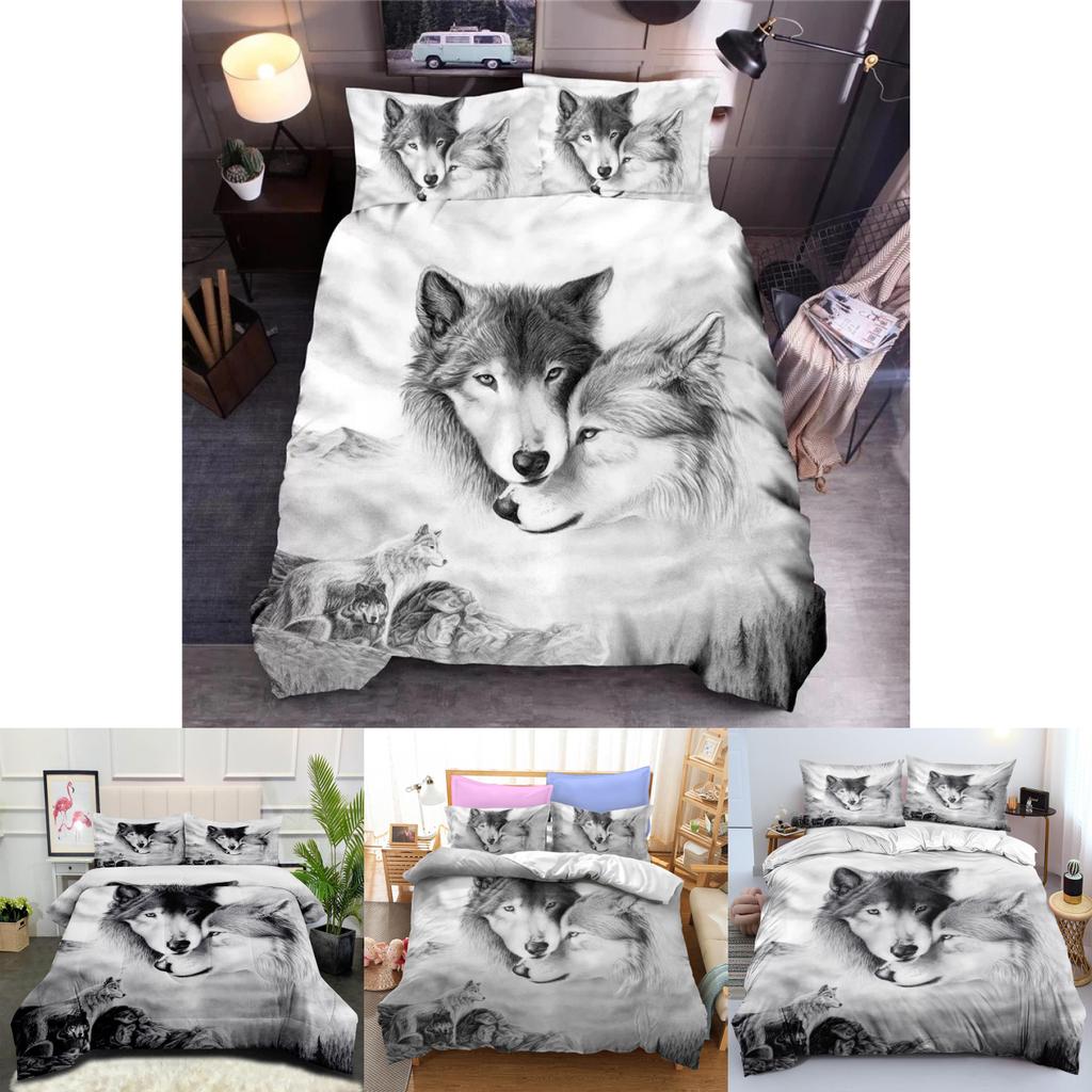 Luxuriöses Wolf Serie 3D Digitaldruck Bettwäsche-Set Enthält 3 Teile Für Tagesdecke 4 Teile Für Bettwäsche-Set
