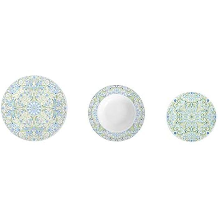 Ensemble de vaisselle - DKD Home Decor - Standard - Porcelaine - Bleu et vert - 30 x 44 x 29,1 cm