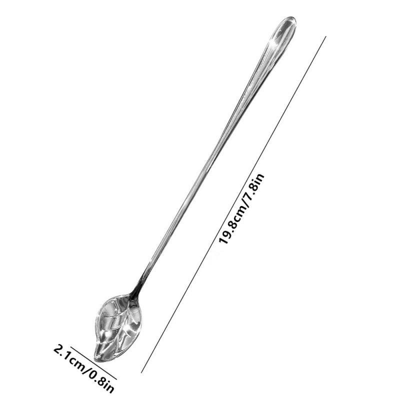 304 Stainless Steel Mixing Spoon Long Handle Dessert Spoon Milk Tea Honey Spoon Coffee Spoon Soup Spoon Lengthened Spoon