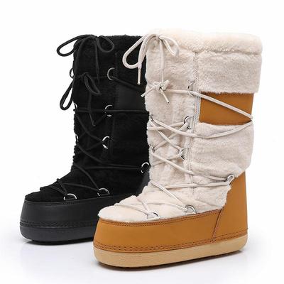 Bottes d'hiver pour femmes tendance 2025 Nouvelles bottes spatiales épaissies Femmes Fourrure Épissage Tube haut Femme Bottes de neige Ldaies Chaussures d'hiver Antidérapantes