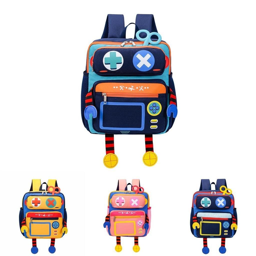 Adorable Cartoon Robot Backpack For Kids Durable Nylon School Bag Cute Design