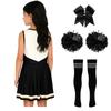 Vestito Completo Cheerleader per Ragazze Senza Maniche Gonna Pieghettata Stampa Lettere Fiori Pompom Accessori per Capelli Calzini a Tubo a Righe Costume Completo